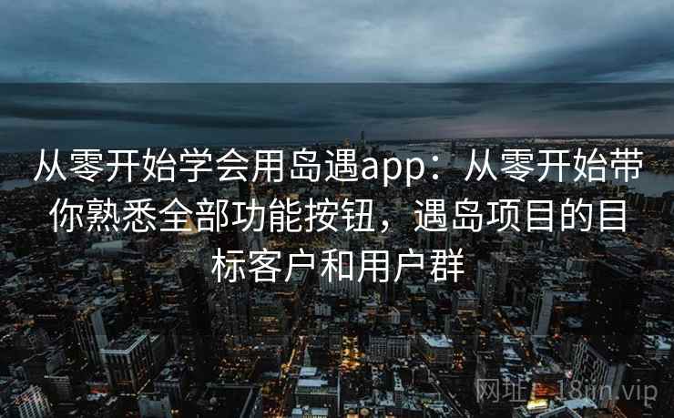 从零开始学会用岛遇app：从零开始带你熟悉全部功能按钮，遇岛项目的目标客户和用户群